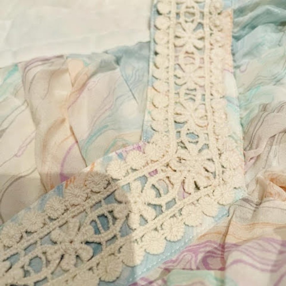 Anna Sui Silk Pastel Marbled flutter sleeve top -Super Stunner Staple - Picture 3 of 8